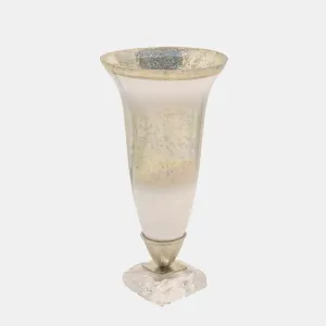 15"h Glass Vase W/ Acrylic Base, Silver