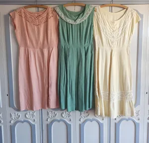1940s 1950s - JOBLOT #1 - 3 Gorgeous Pastel Color Dresses -  Adult Sizes!