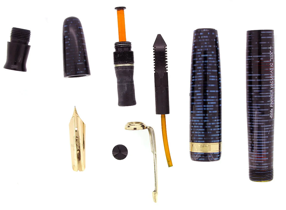 1945 PARKER AZURE PEARL VACUMATIC MAJOR FOUNTAIN PEN GORGEOUS COLOR RESTORED
