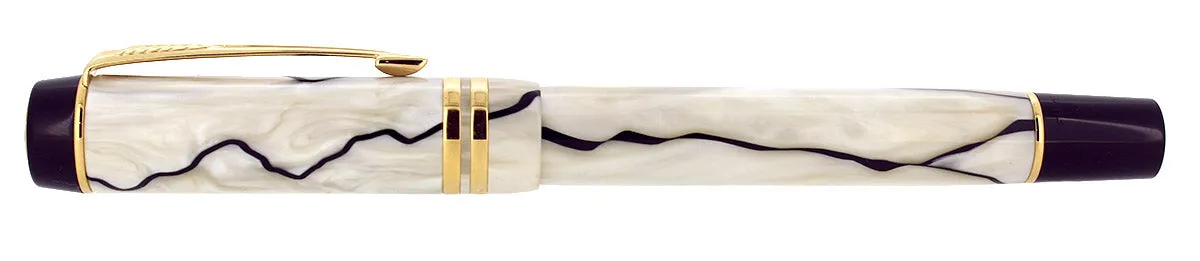 1991 PARKER DUOFOLD BLACK & PEARL ROLLERBALL PEN MADE IN FRANCE