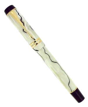 1991 PARKER DUOFOLD BLACK & PEARL ROLLERBALL PEN MADE IN FRANCE