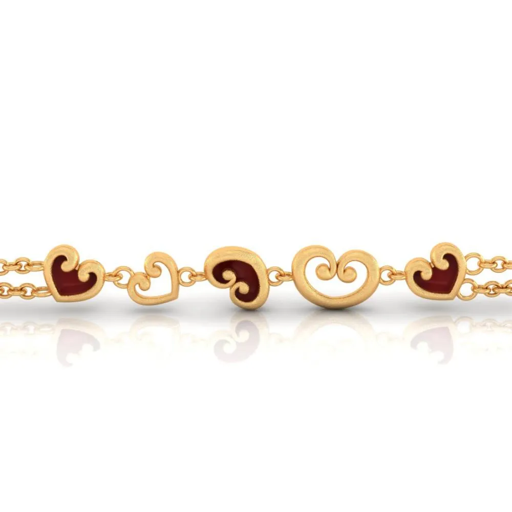 22k Gold Bracelet With Multiple Hearts