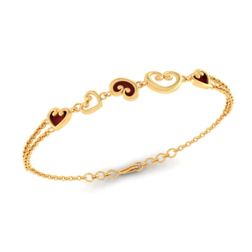 22k Gold Bracelet With Multiple Hearts