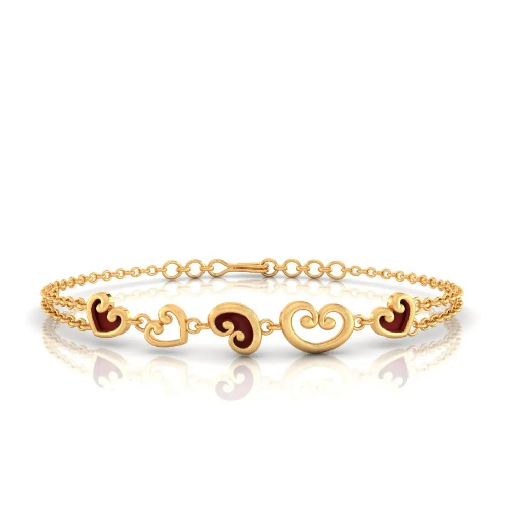 22k Gold Bracelet With Multiple Hearts