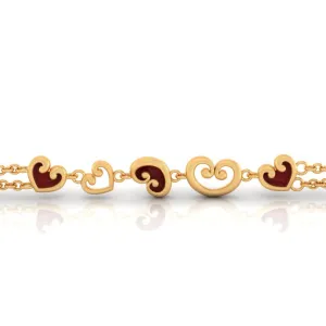 22k Gold Bracelet With Multiple Hearts