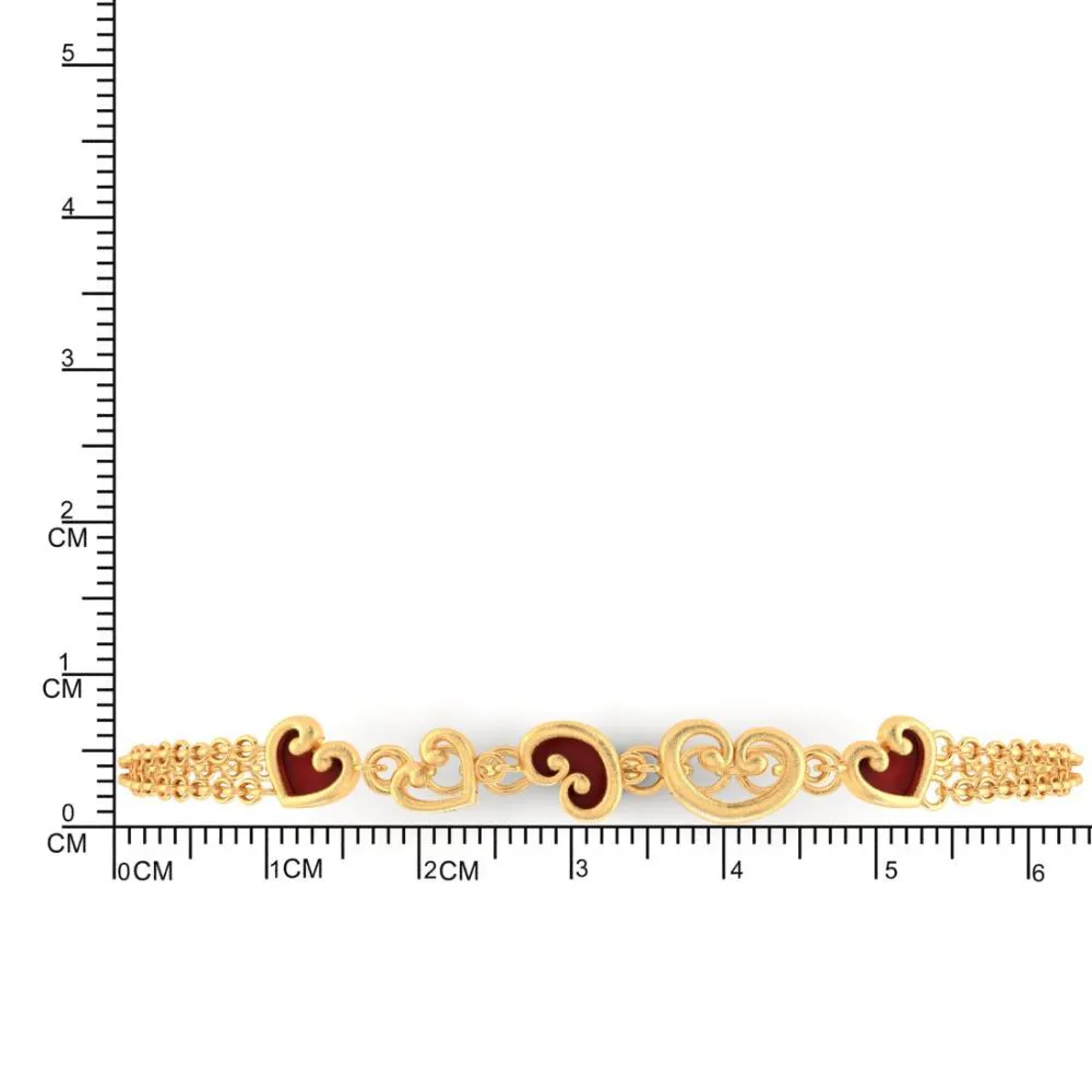 22k Gold Bracelet With Multiple Hearts