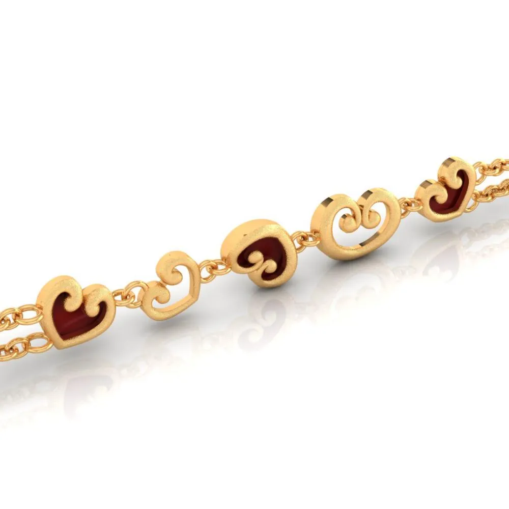 22k Gold Bracelet With Multiple Hearts
