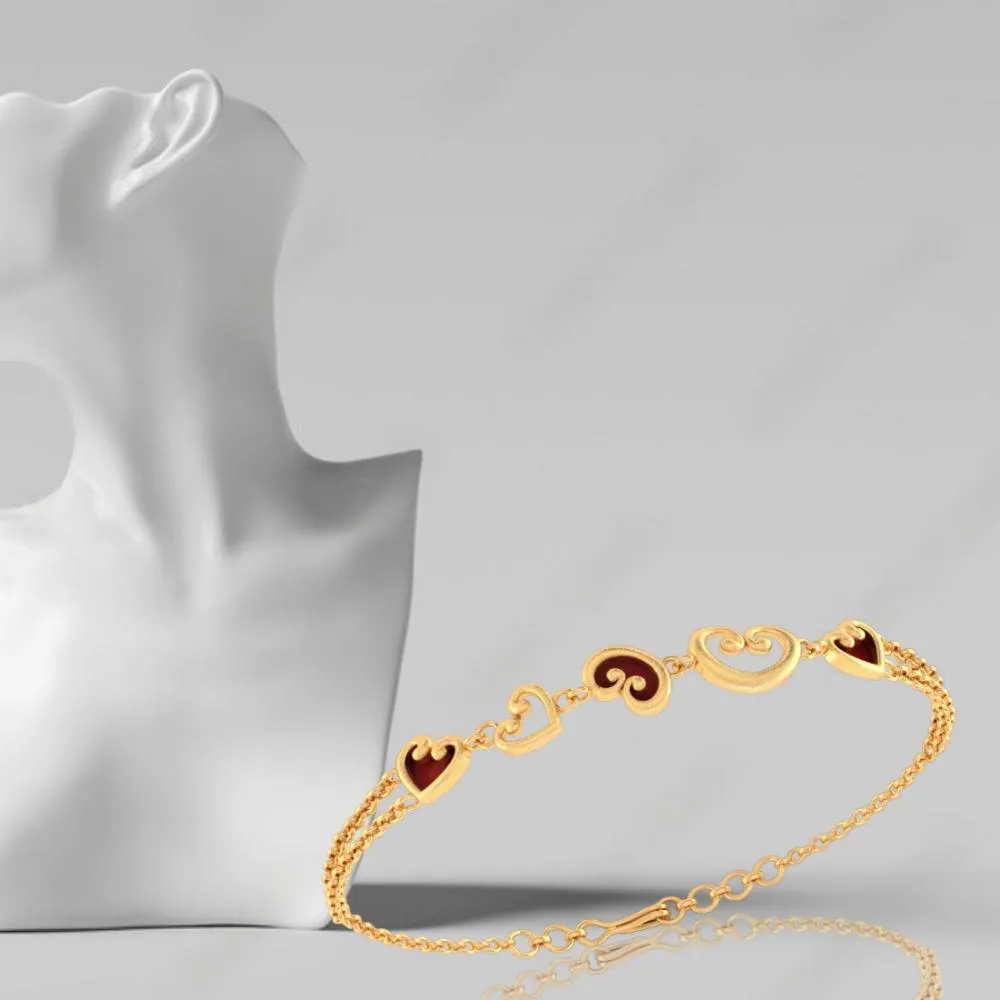 22k Gold Bracelet With Multiple Hearts