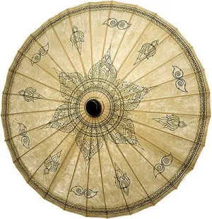 32 Inch Painted Tibetan Flame Motif Paper Umbrella