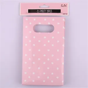 6pk Pink Paper Party Loot Bags with White Dotty