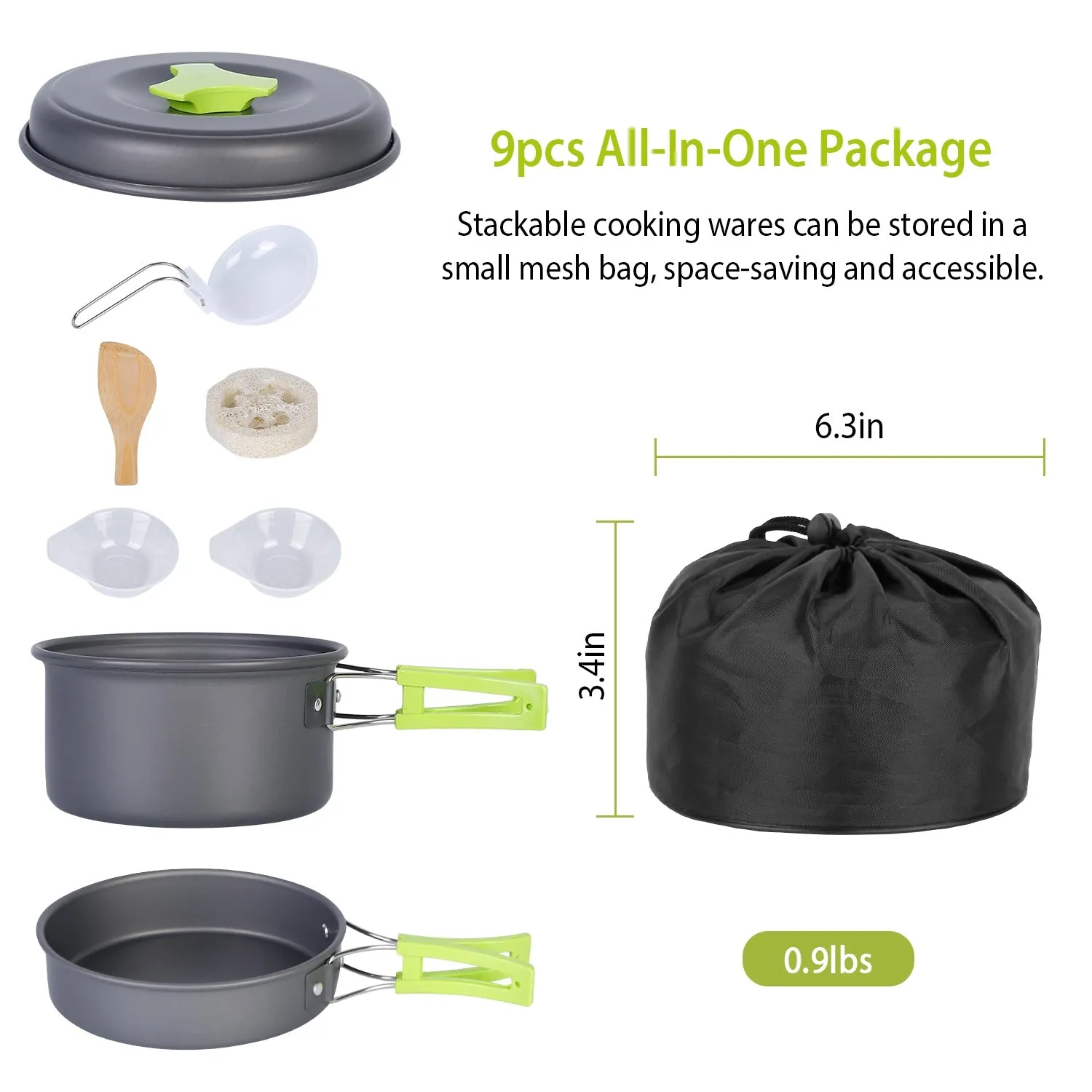 9-Piece: Camping Cookware Set
