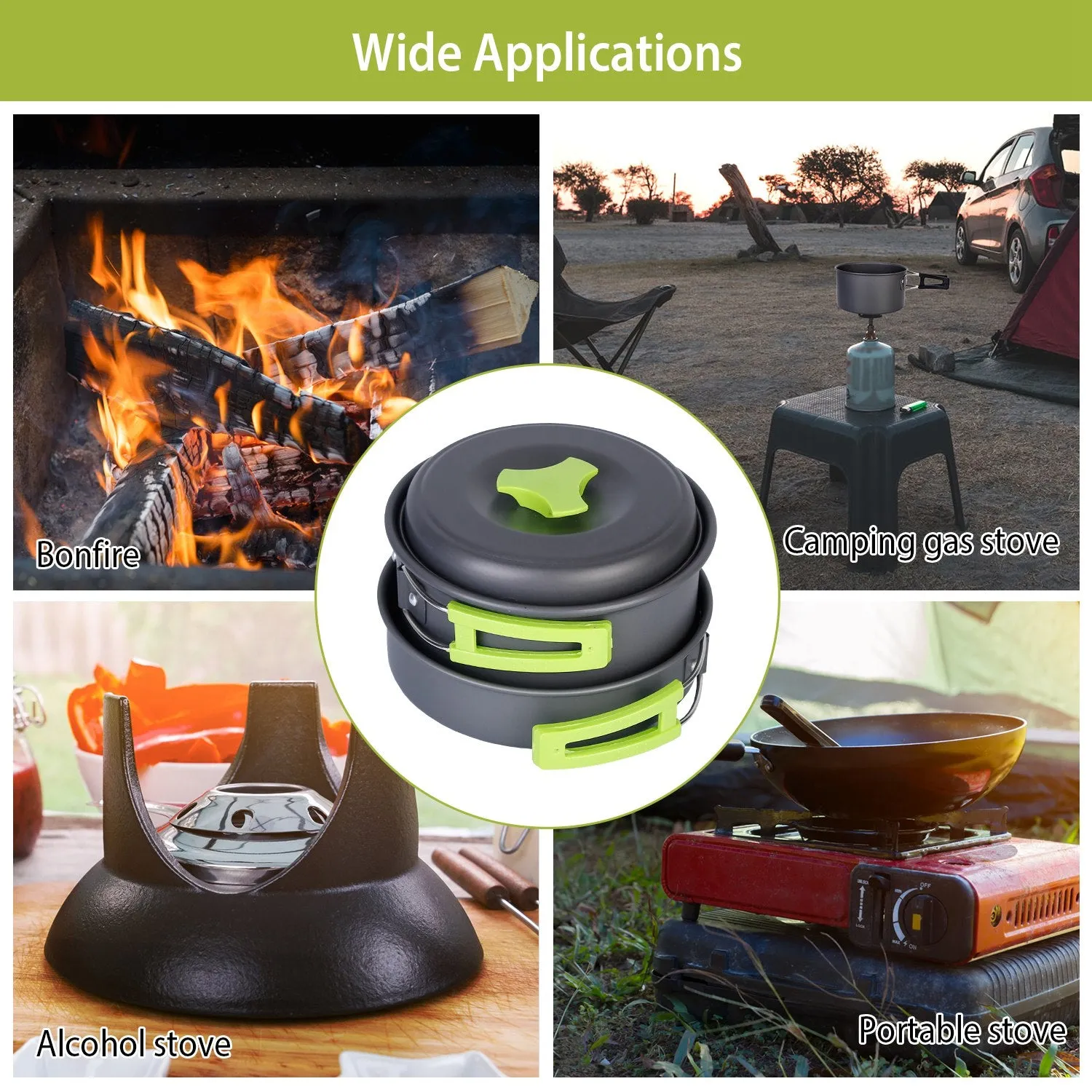 9-Piece: Camping Cookware Set
