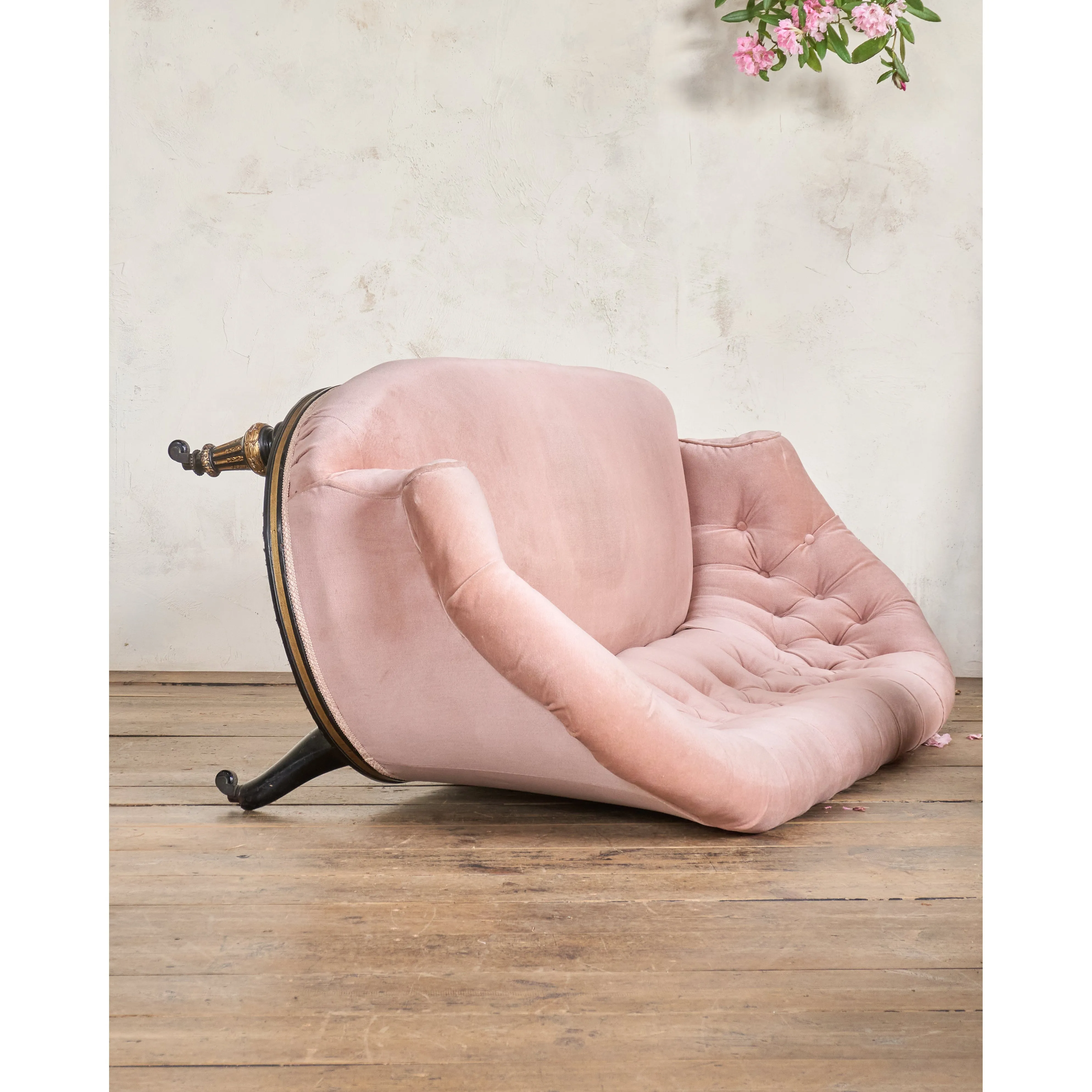A Good Quality Aesthetic Movement Sofa - Pink Velvet