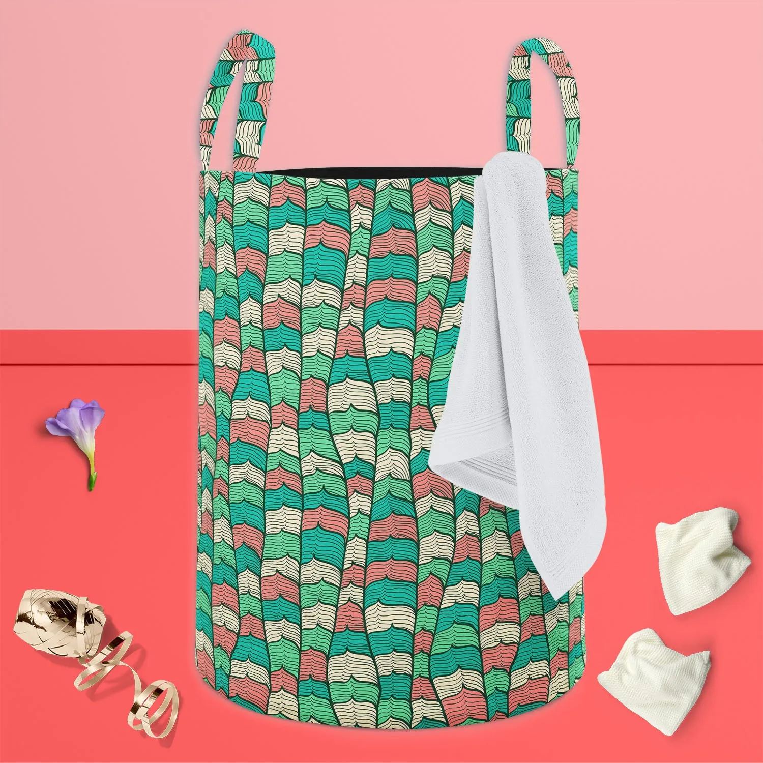 Abstract Waves D1 Foldable Open Storage Bin | Organizer Box, Toy Basket, Shelf Box, Laundry Bag | Canvas Fabric