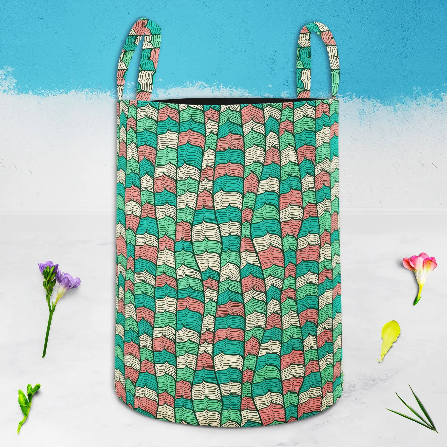 Abstract Waves D1 Foldable Open Storage Bin | Organizer Box, Toy Basket, Shelf Box, Laundry Bag | Canvas Fabric