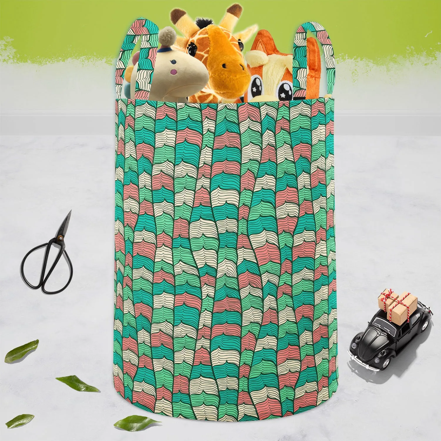 Abstract Waves D1 Foldable Open Storage Bin | Organizer Box, Toy Basket, Shelf Box, Laundry Bag | Canvas Fabric