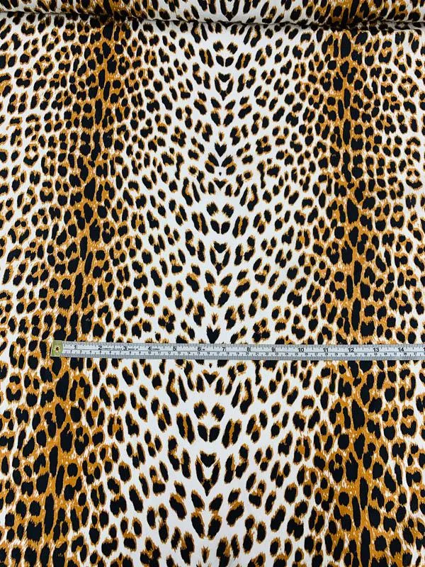 Animal Pattern Printed Heavy Silk Habotai - Dark Caramel / Black / White