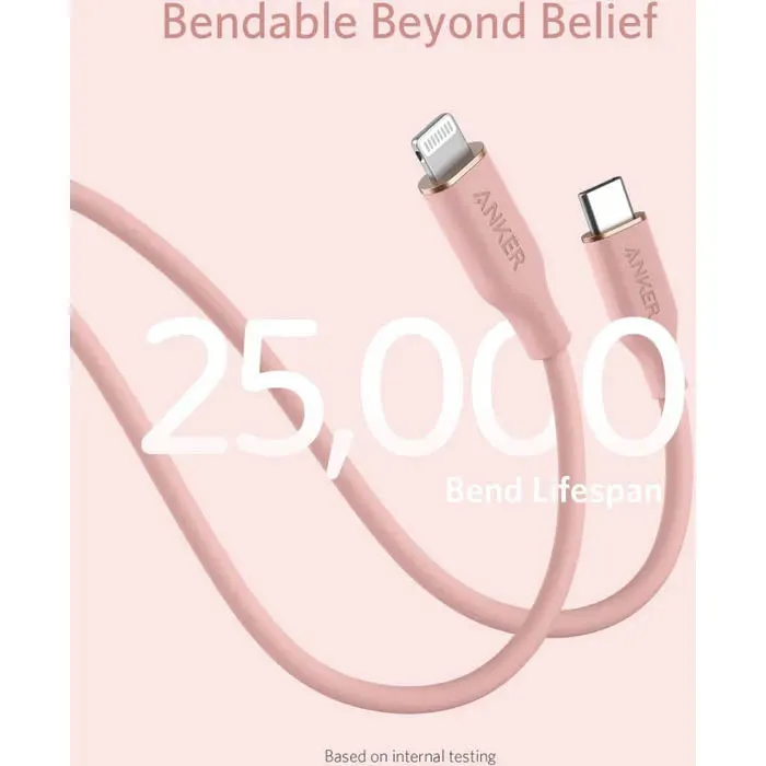 Anker Powerline III Flow 6' USB-C To Lightning Connector - Pink