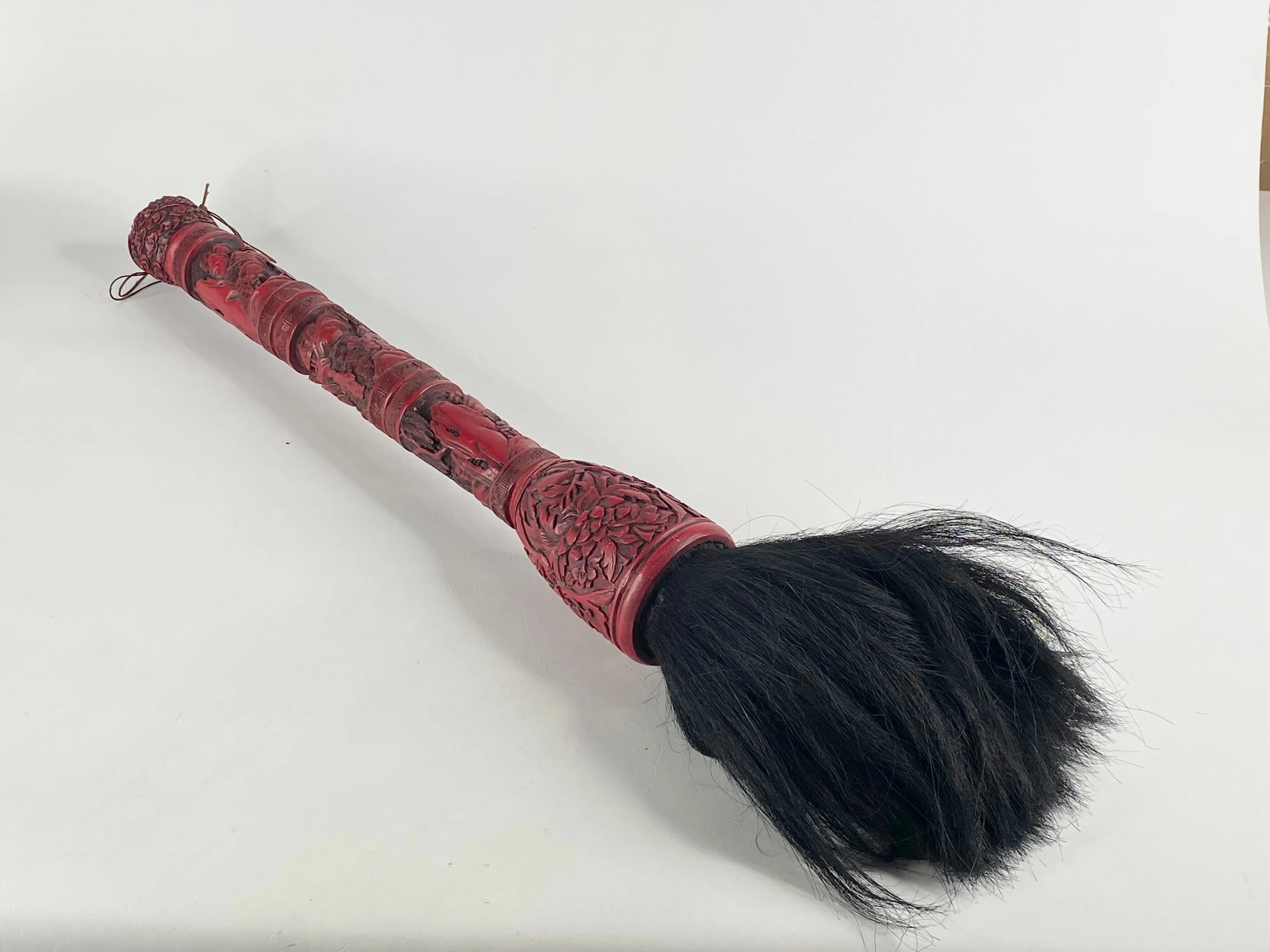 Antique Red Carved Handle Chinese Fuzi