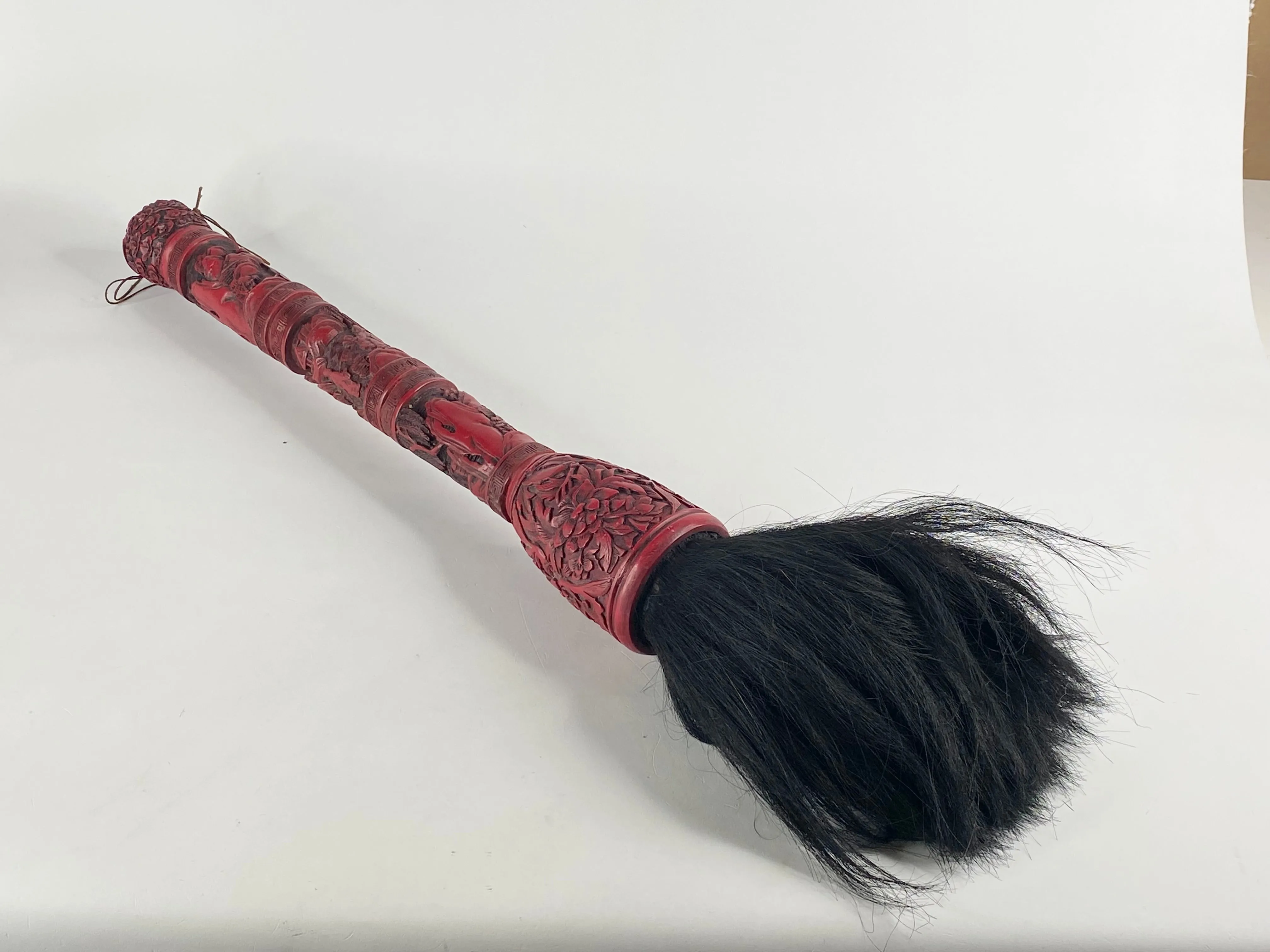 Antique Red Carved Handle Chinese Fuzi