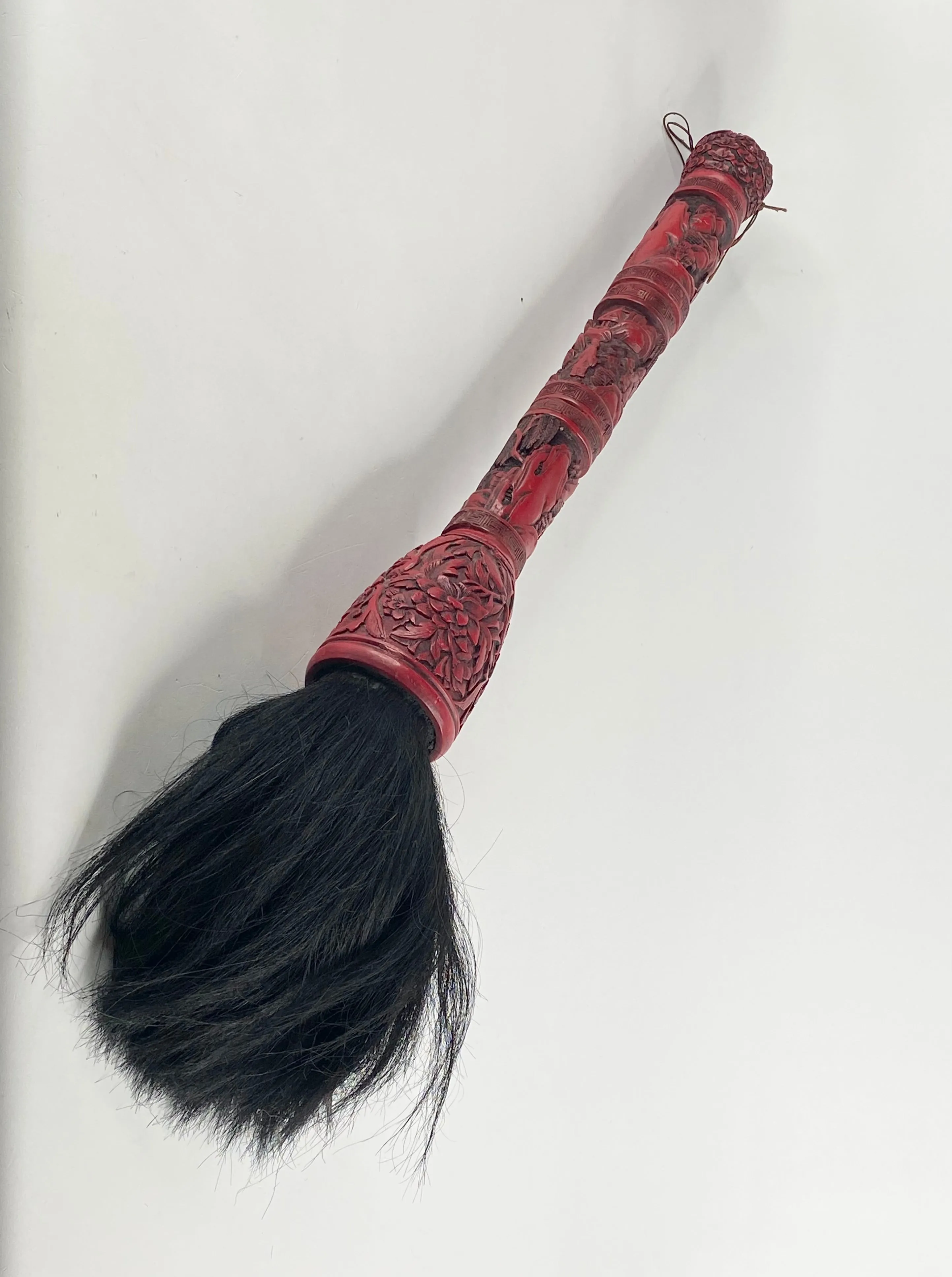 Antique Red Carved Handle Chinese Fuzi