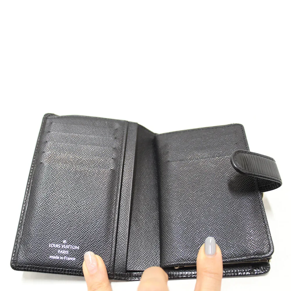 Authentic Louis Vuitton Black Epi Leather Medium French Wallet