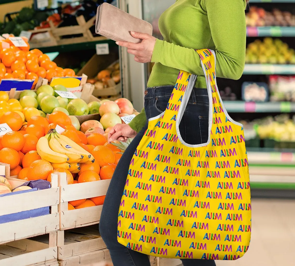 AUTISM (yellow background) Grocery Bags