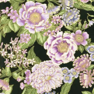 Avery Hill - Blossom Flowers Lavender Metallic Yardage