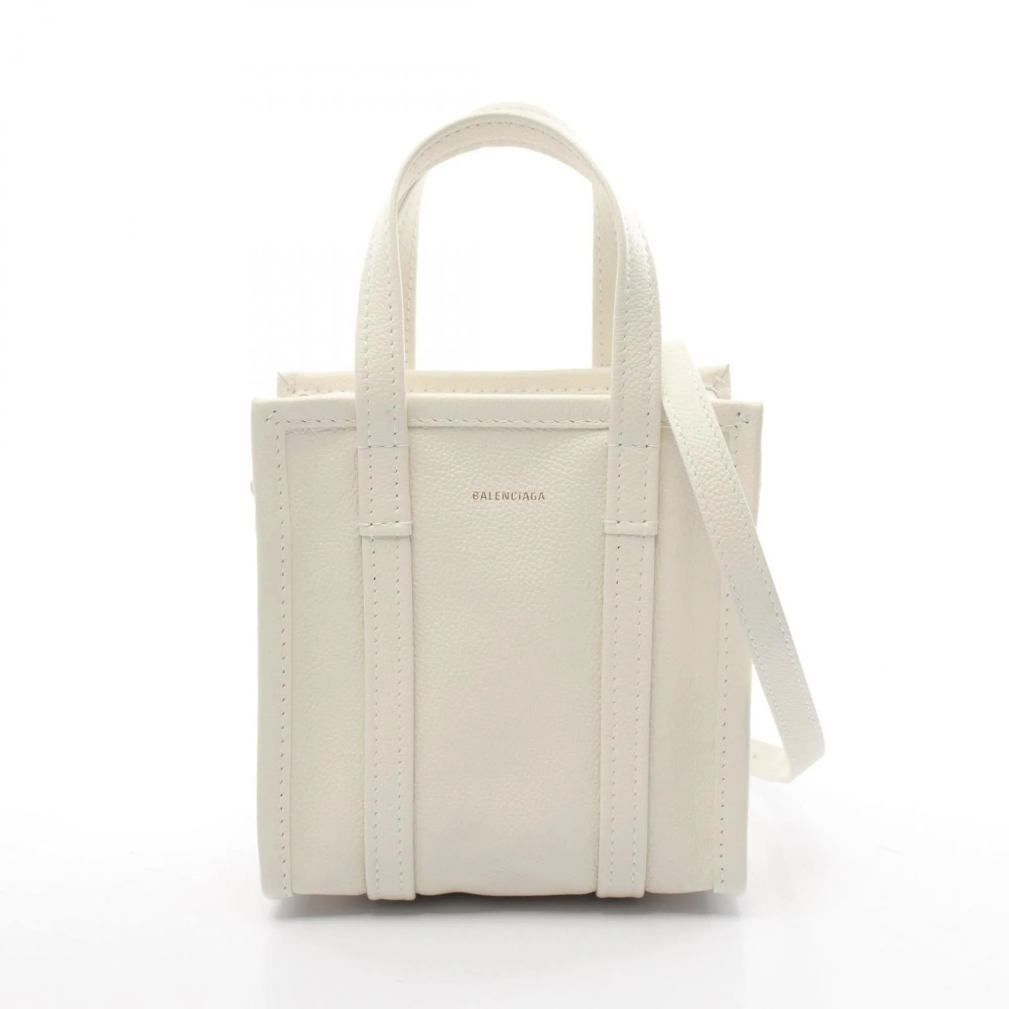 Balenciaga Bazar White Leather Bag