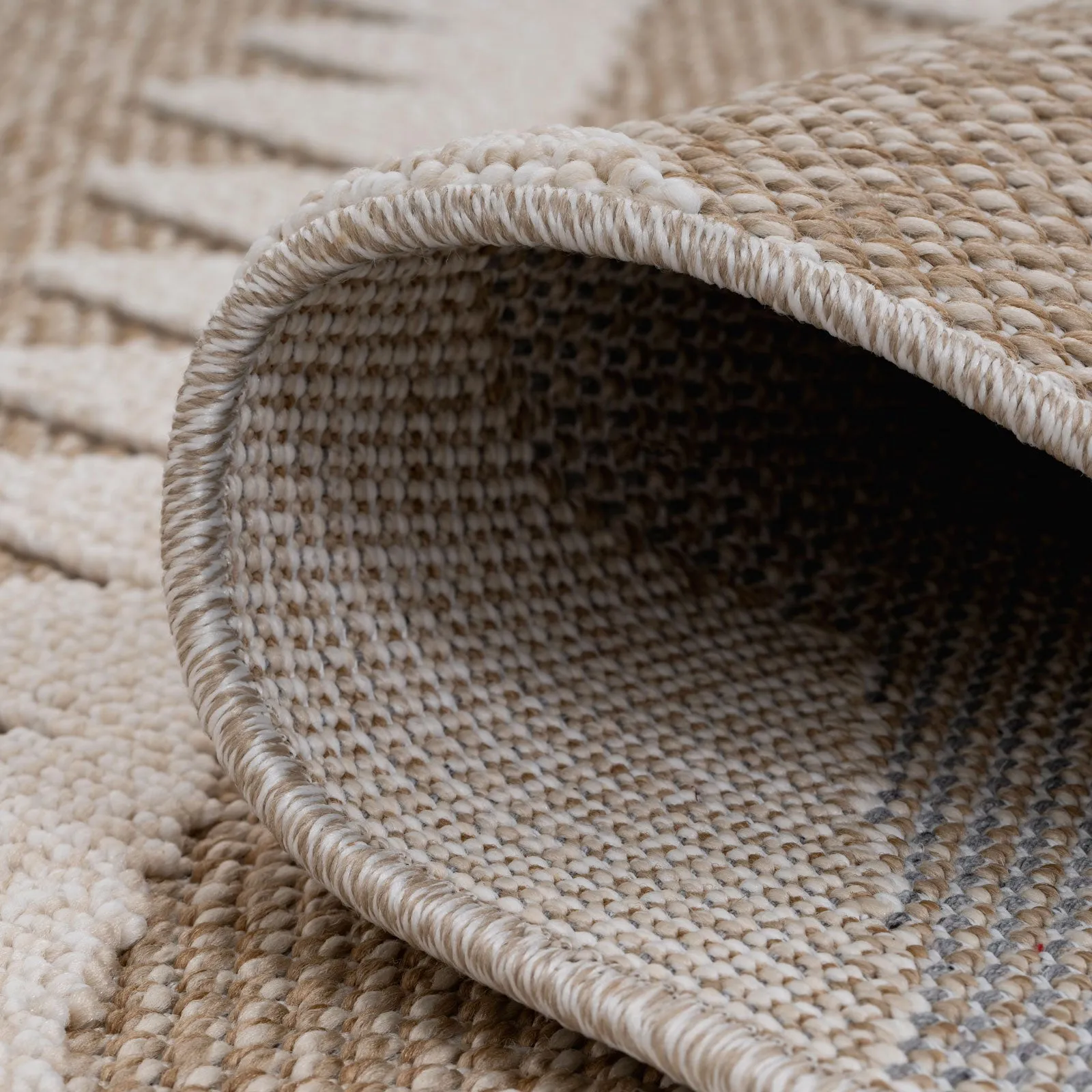 Beige Geometric Loop Pile Rug