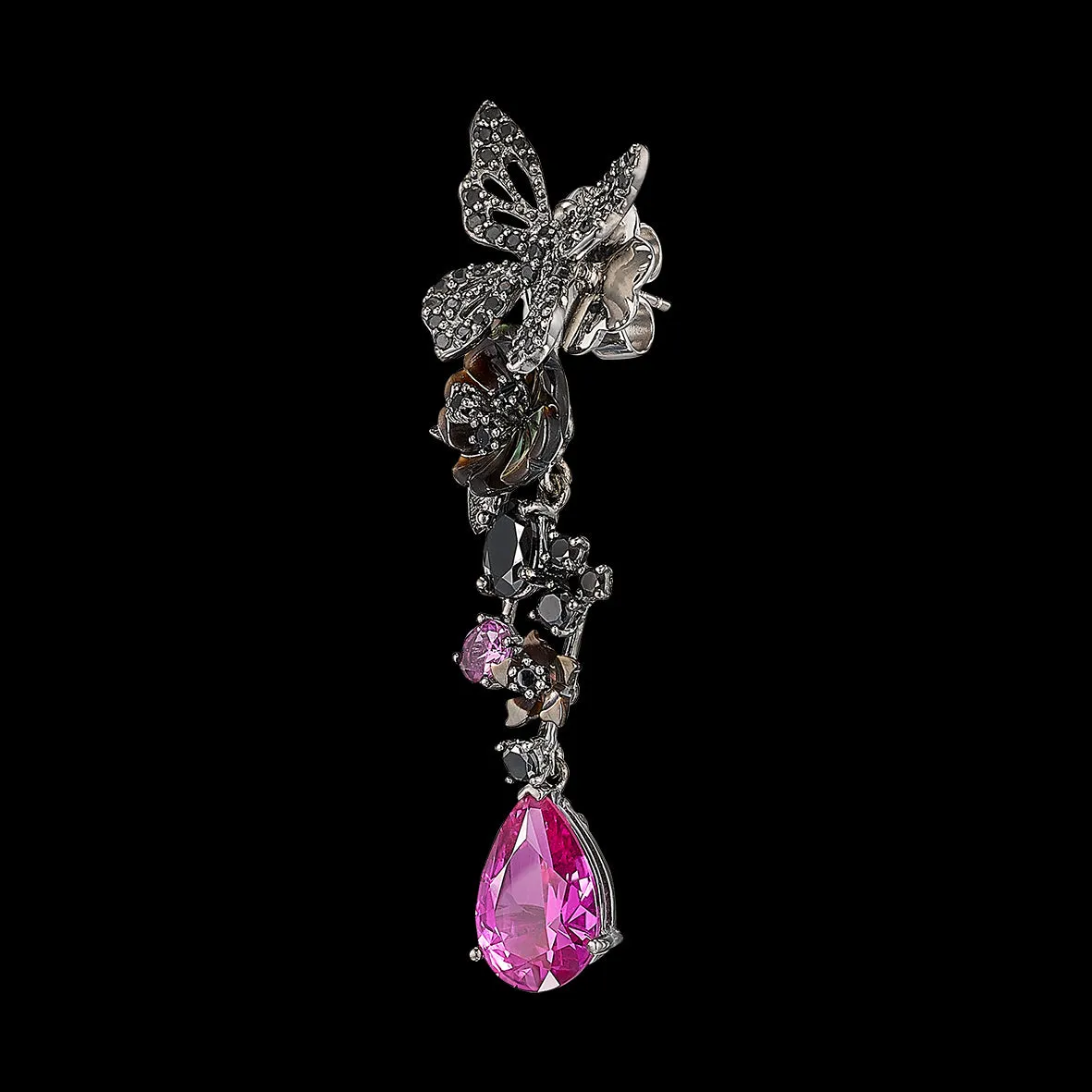 Black Diamond Fuchsia Vine Earrings