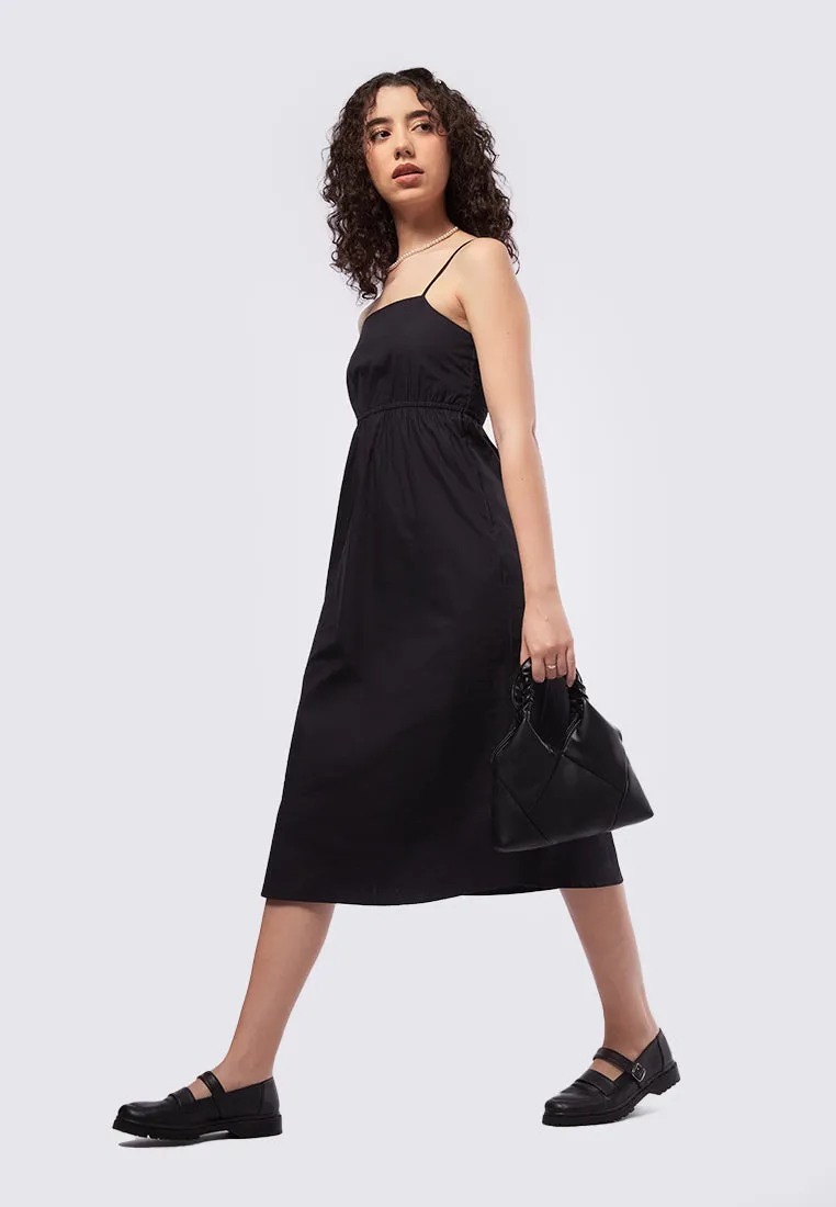 Black Faux Leather Quilted Bag