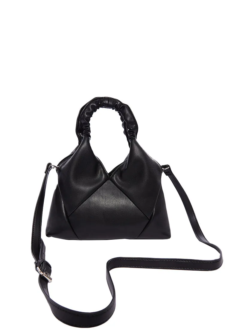 Black Faux Leather Quilted Bag