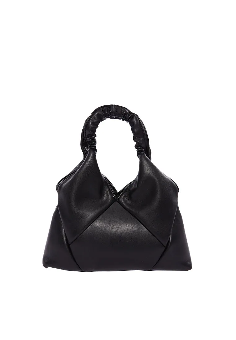 Black Faux Leather Quilted Bag