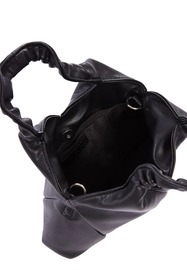 Black Faux Leather Quilted Bag