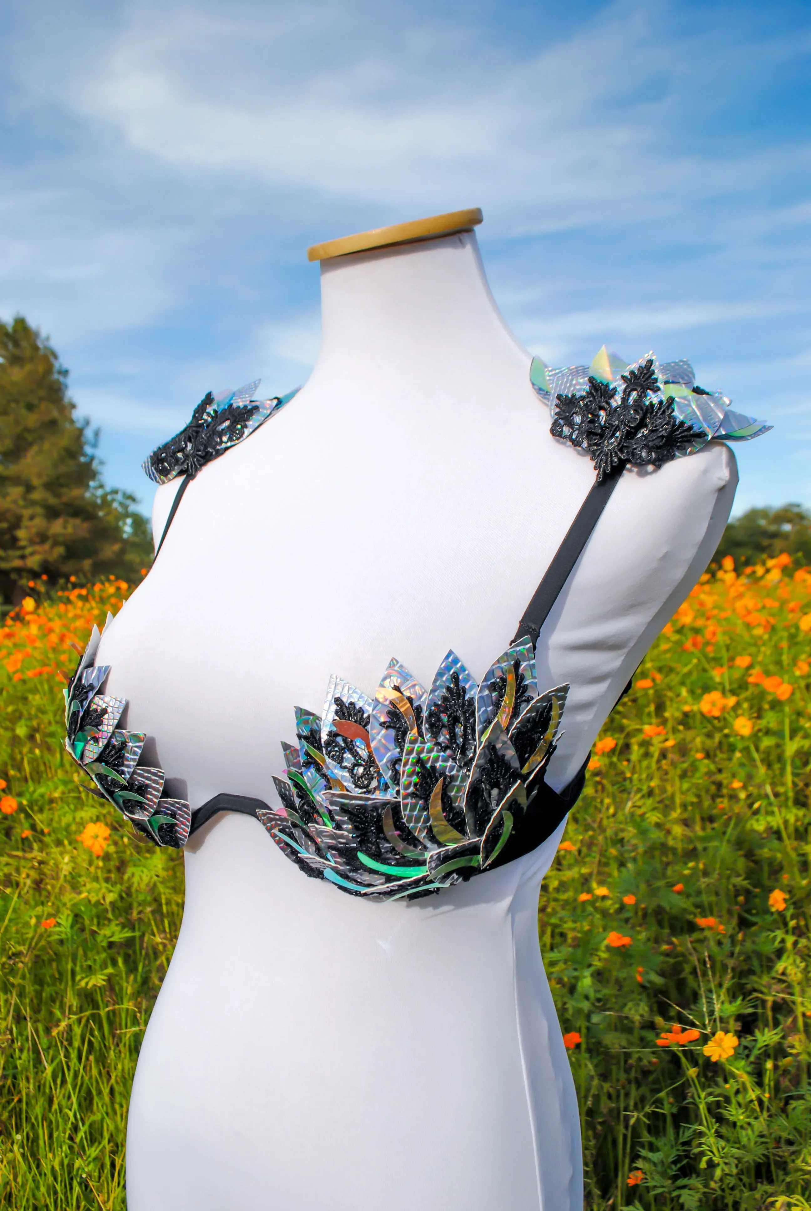 Black Lace Holographic Bra - 34B/32C/34C