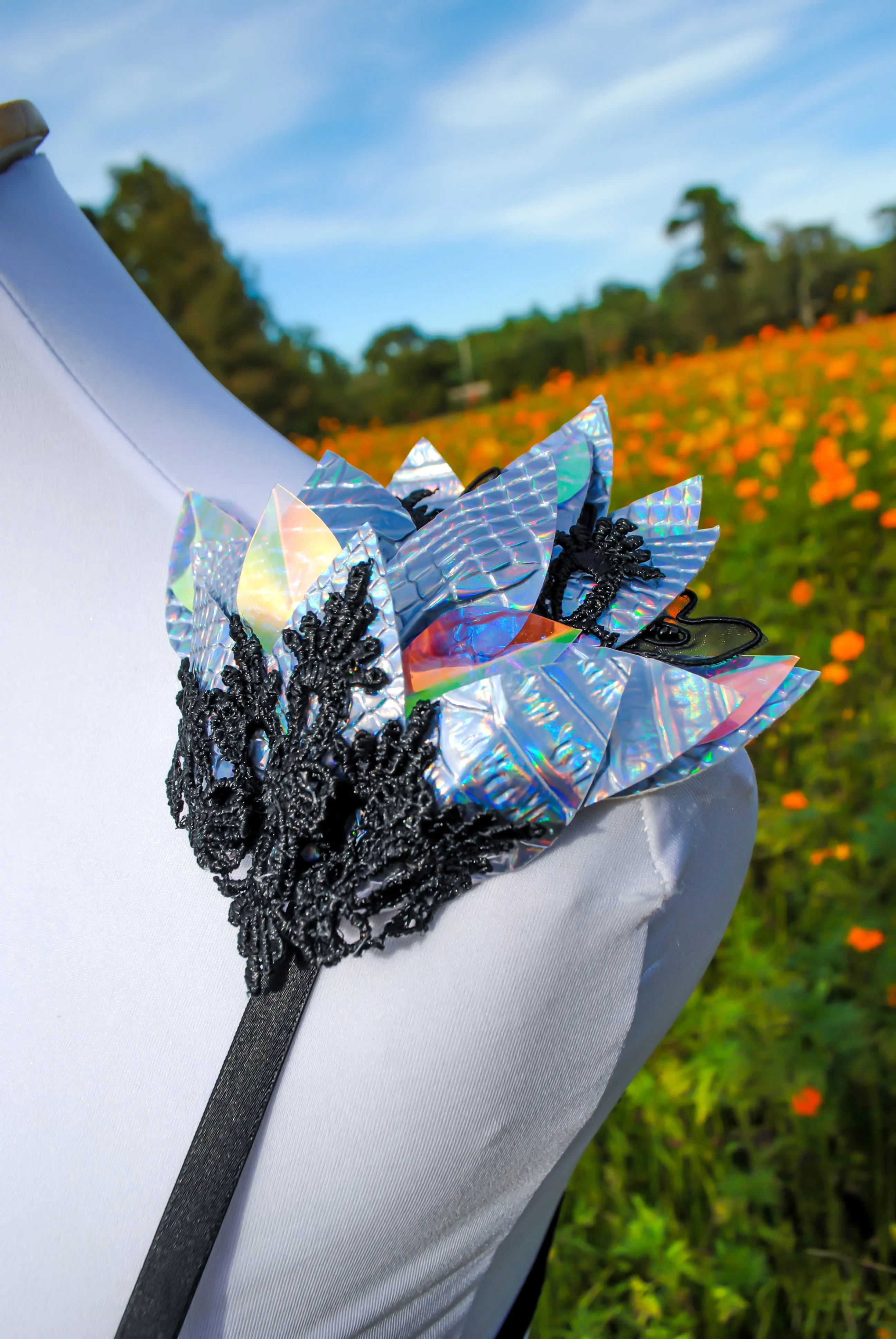 Black Lace Holographic Bra - 34B/32C/34C