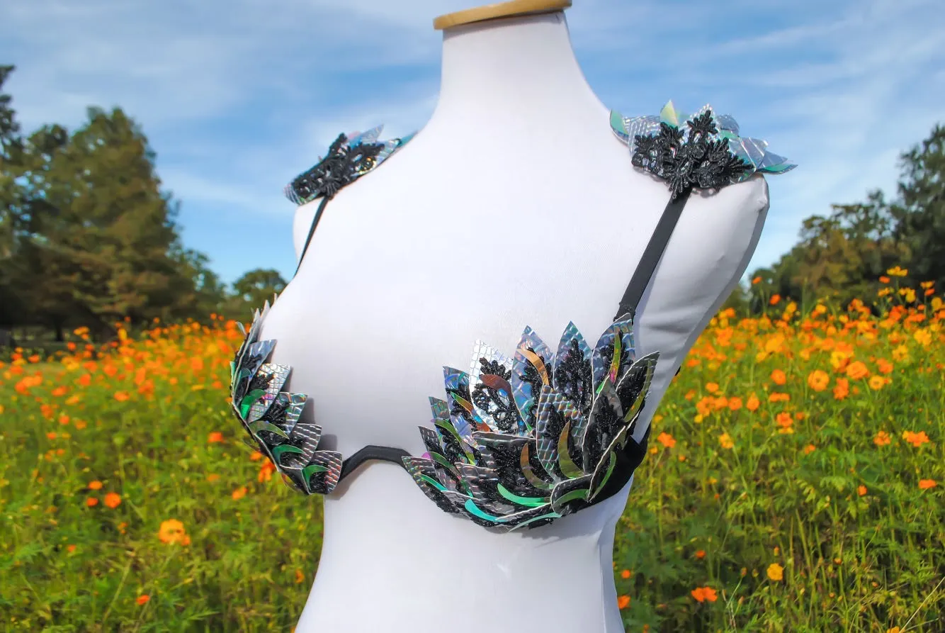 Black Lace Holographic Bra - 34B/32C/34C