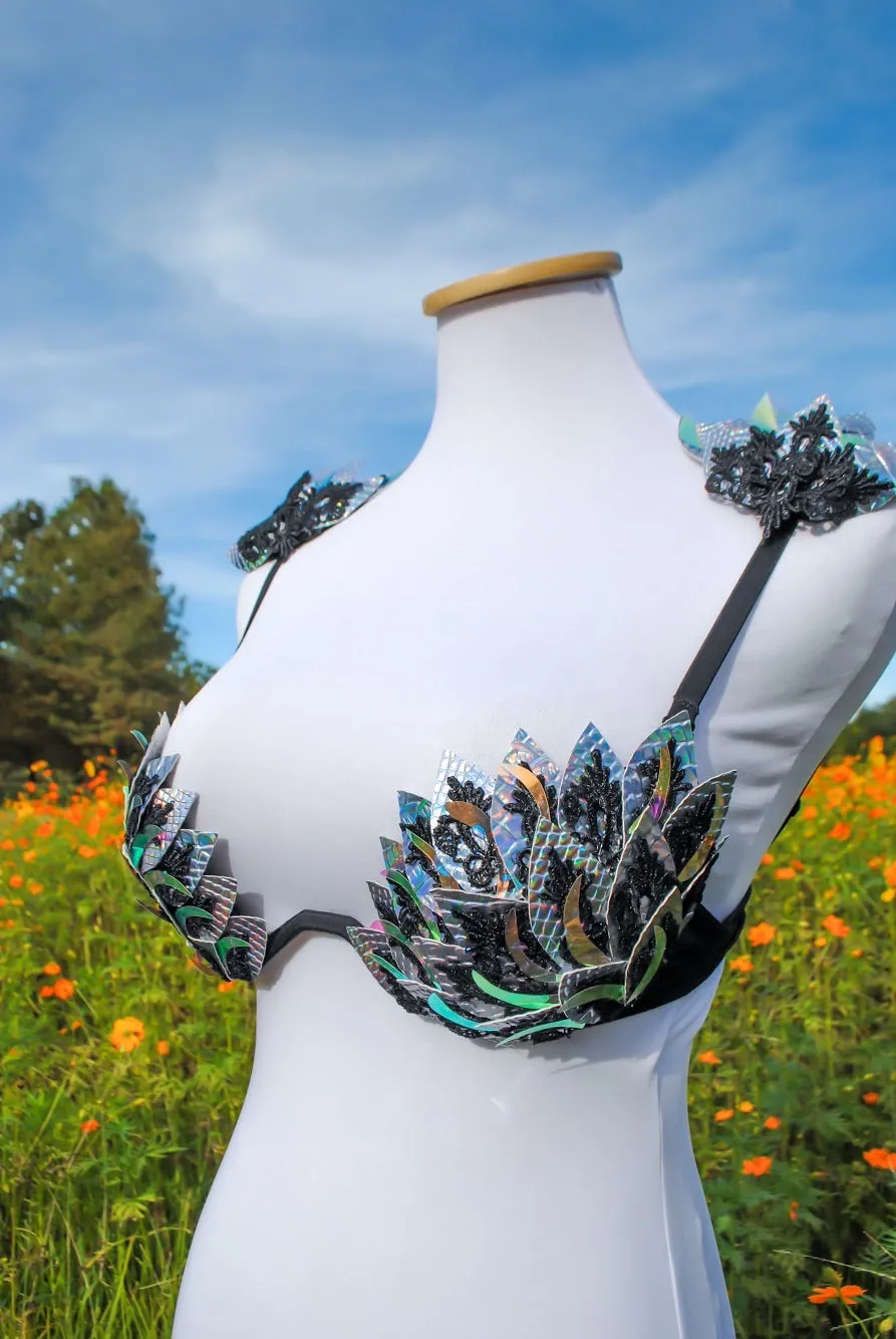 Black Lace Holographic Bra - 34B/32C/34C