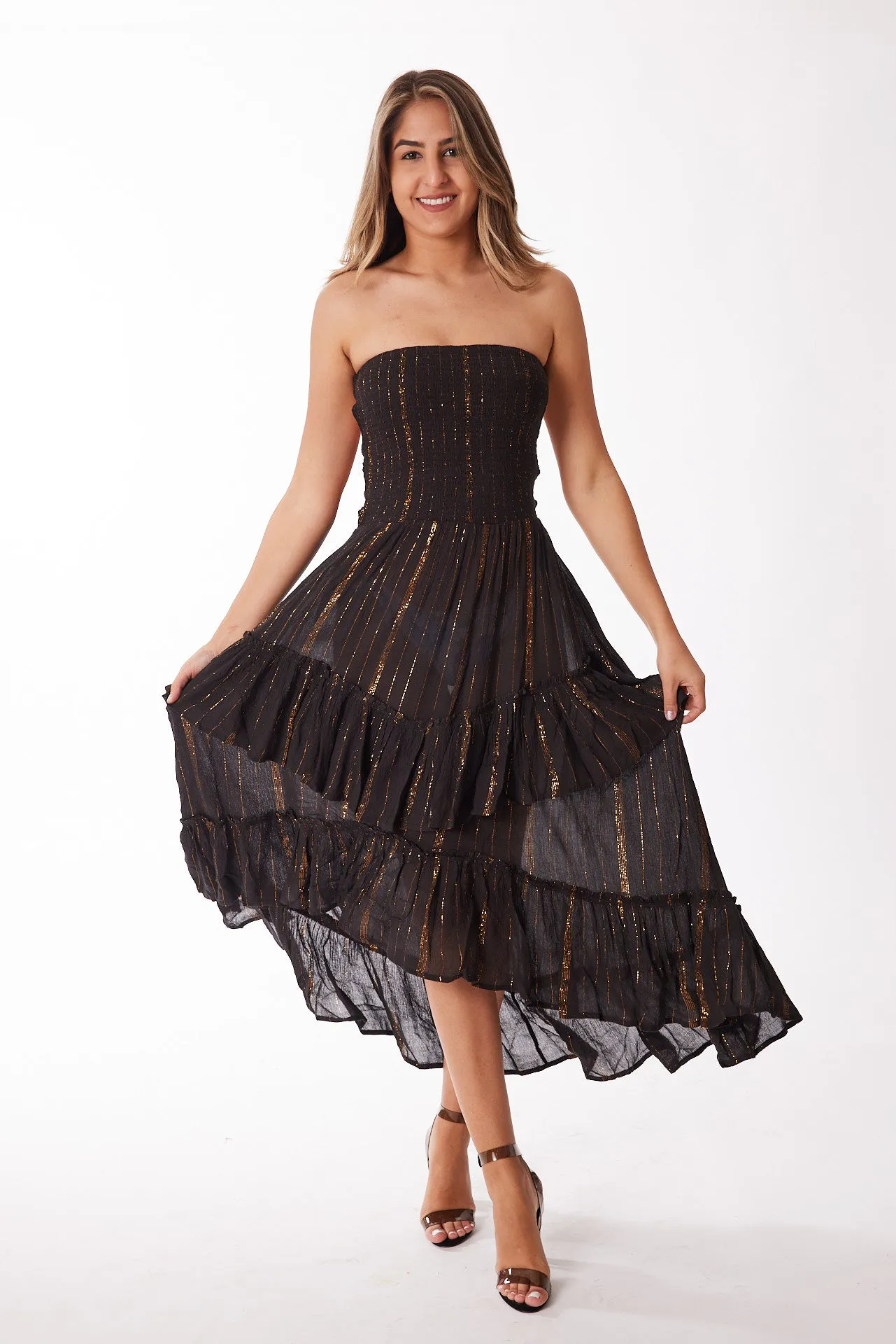 Black lurex dress three stars