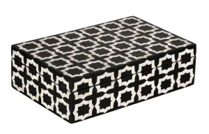 Black Moroccan Pattern Bone Inlay Box