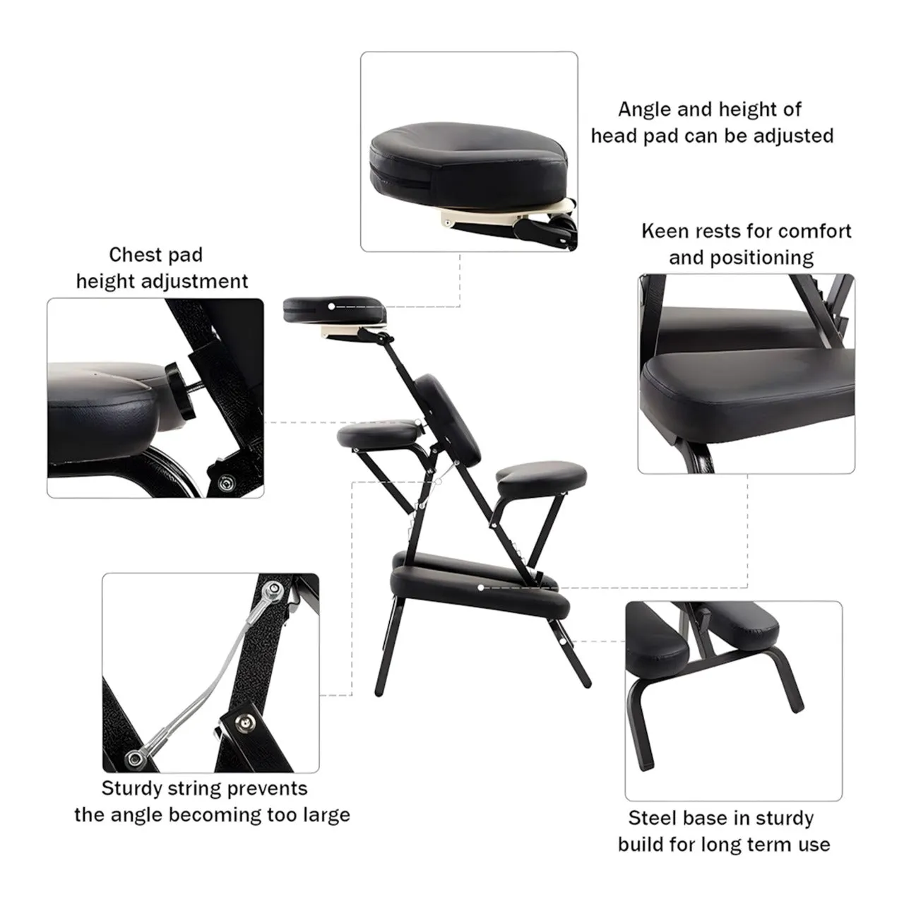 Black Salon Professional Foldable Massage Tattoo Portable Chair