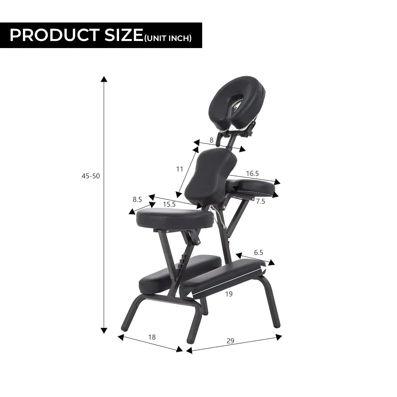 Black Salon Professional Foldable Massage Tattoo Portable Chair