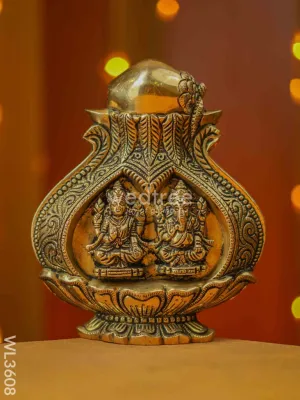Brass Lakshmi Ganesha Kalash Wall Hanging - WL3608