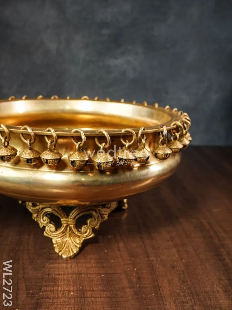 Brass Urli with Bells - 10 inch - WL2723