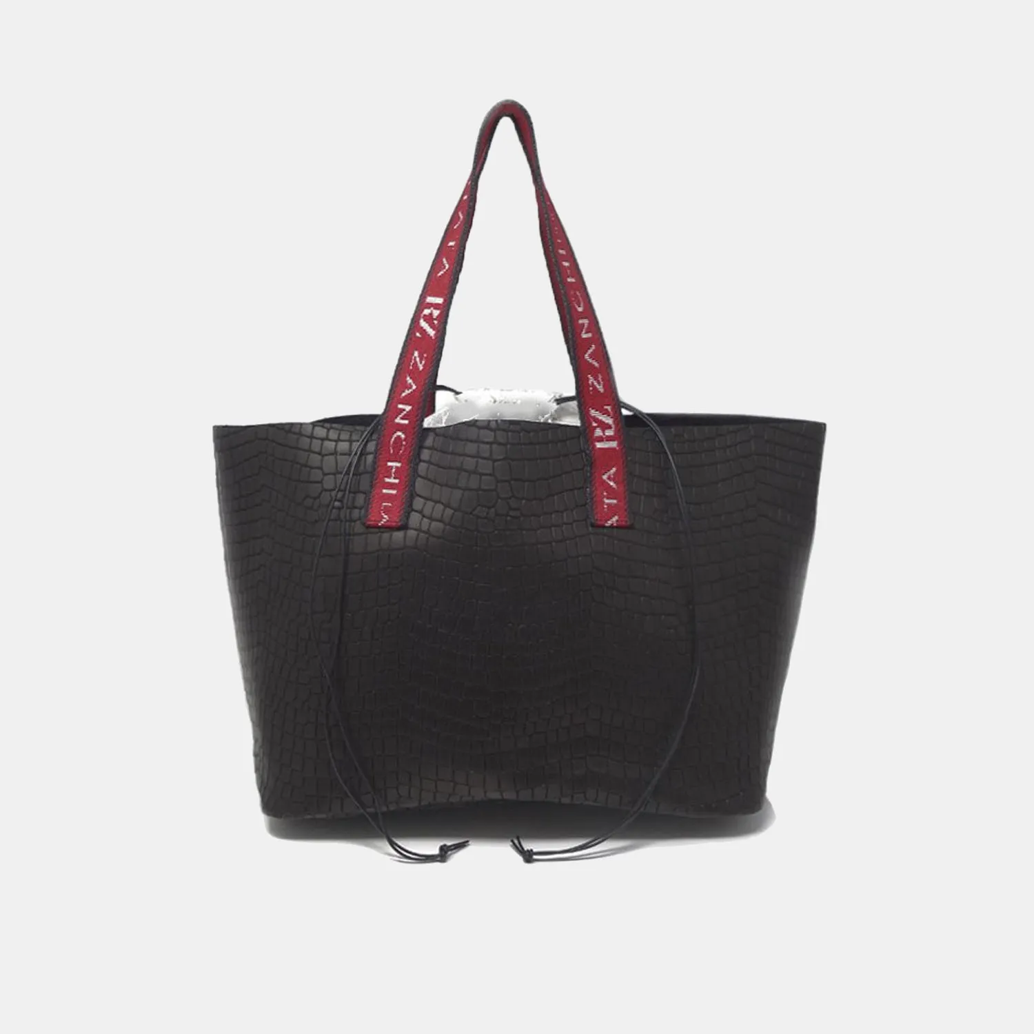 California black bag with text straps