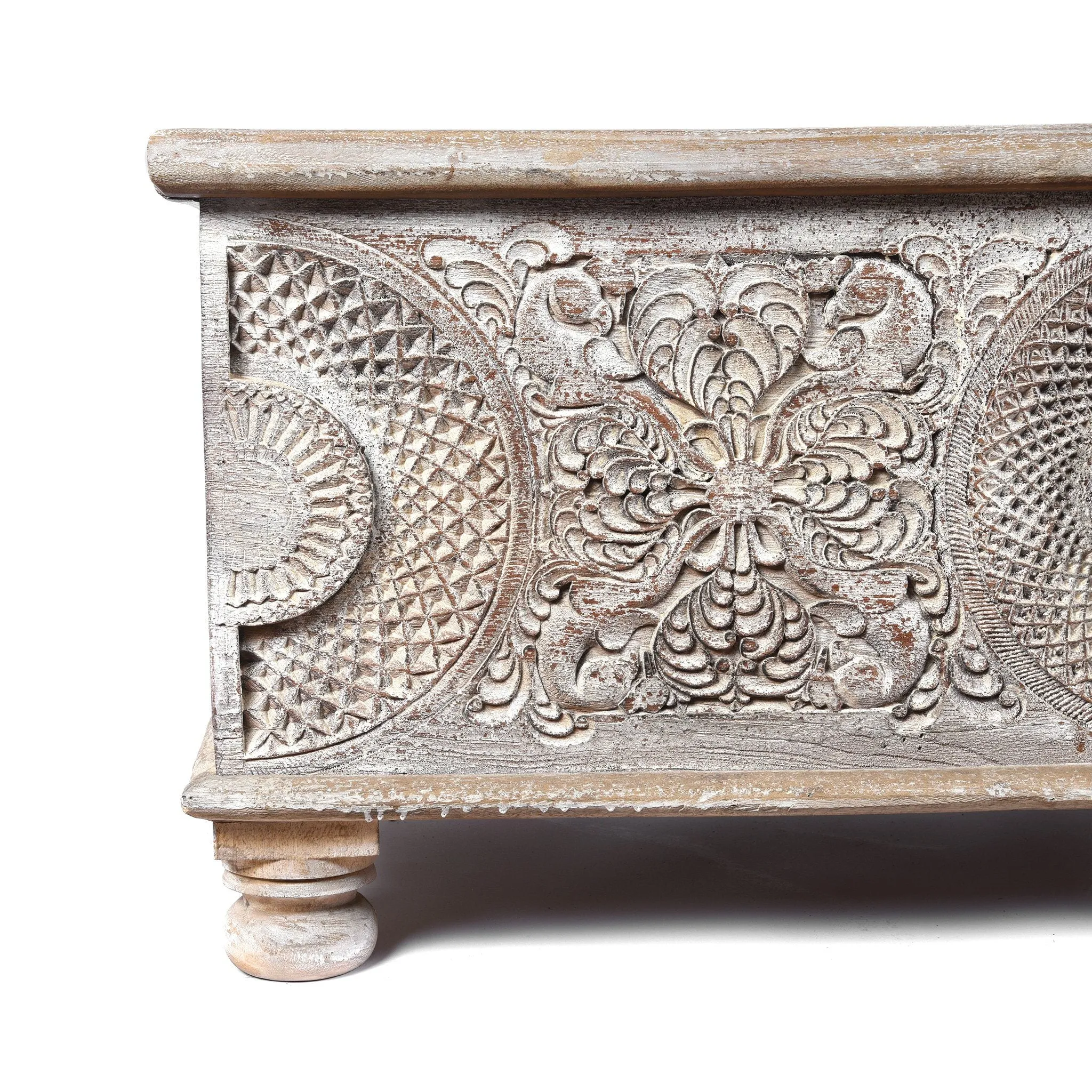Carved Blanket Box Made From Reclaimed Teak