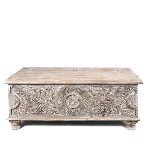 Carved Blanket Box Made From Reclaimed Teak