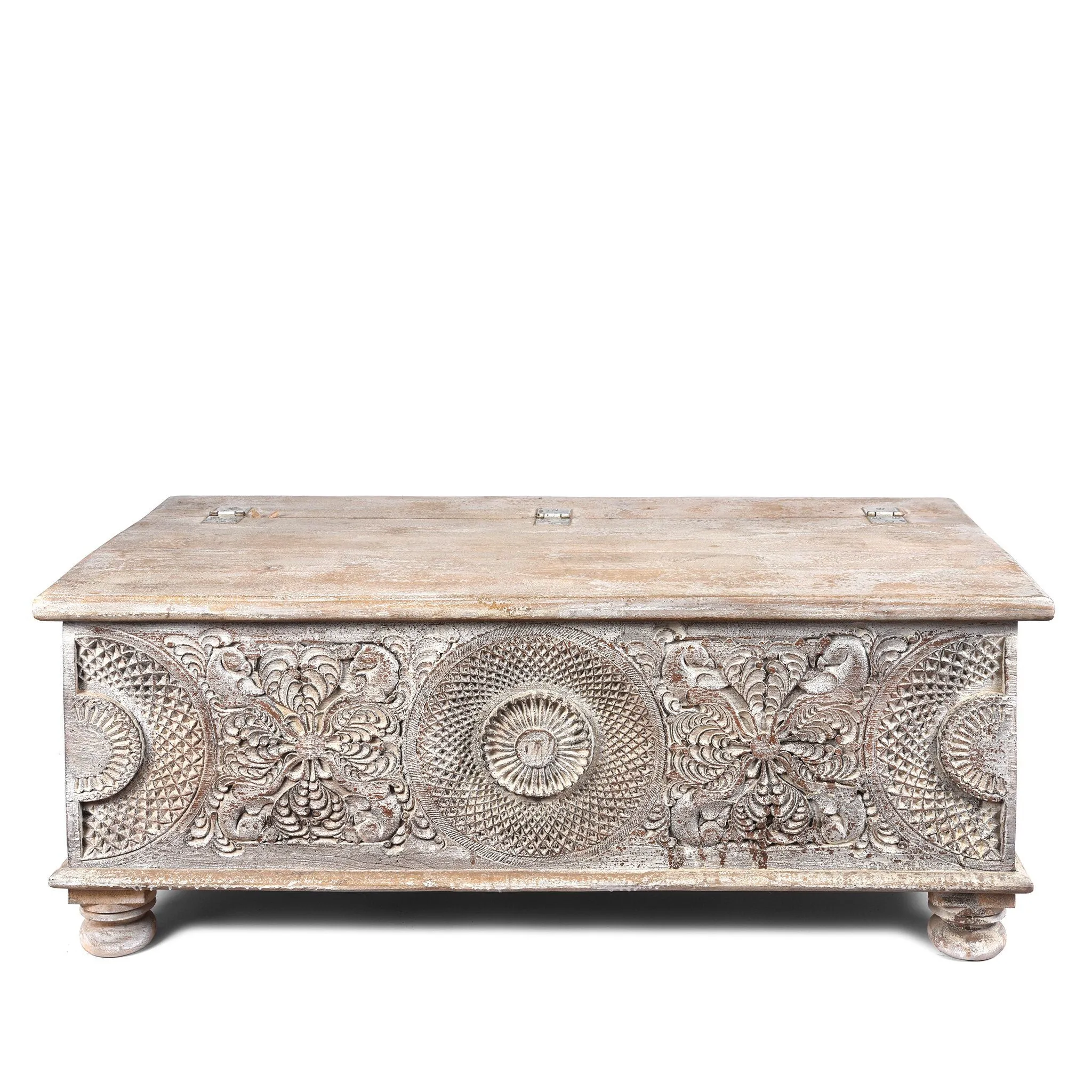 Carved Blanket Box Made From Reclaimed Teak