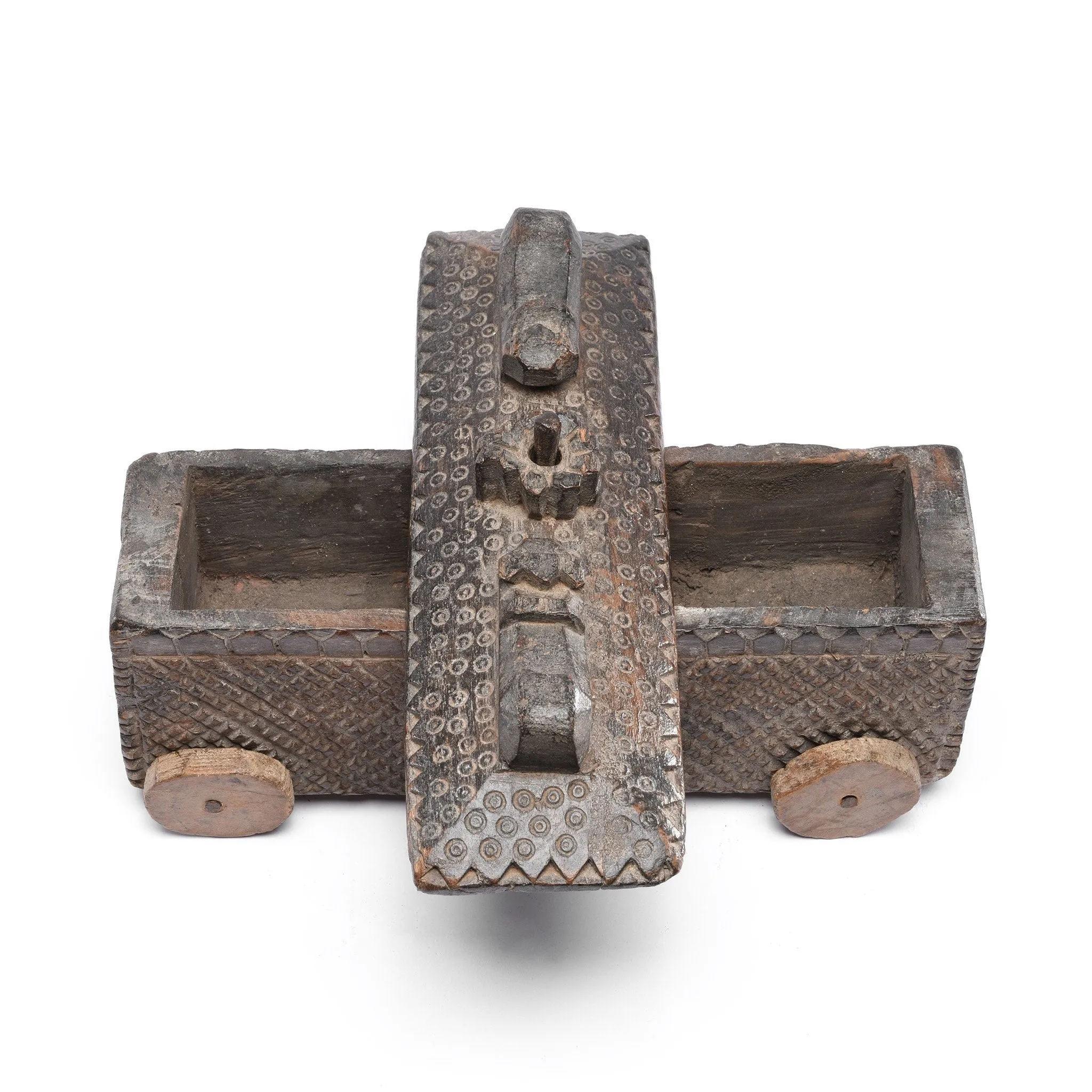 Carved Wood Masala Box From Andra Pradesh - Ca 100 Yrs